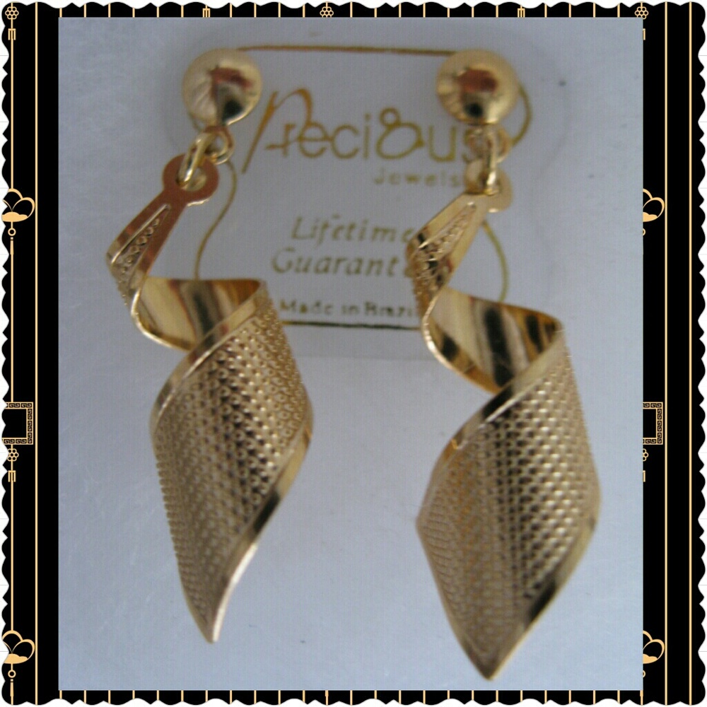 New Women 18K Gold Filled Spiral Earrings Gift
